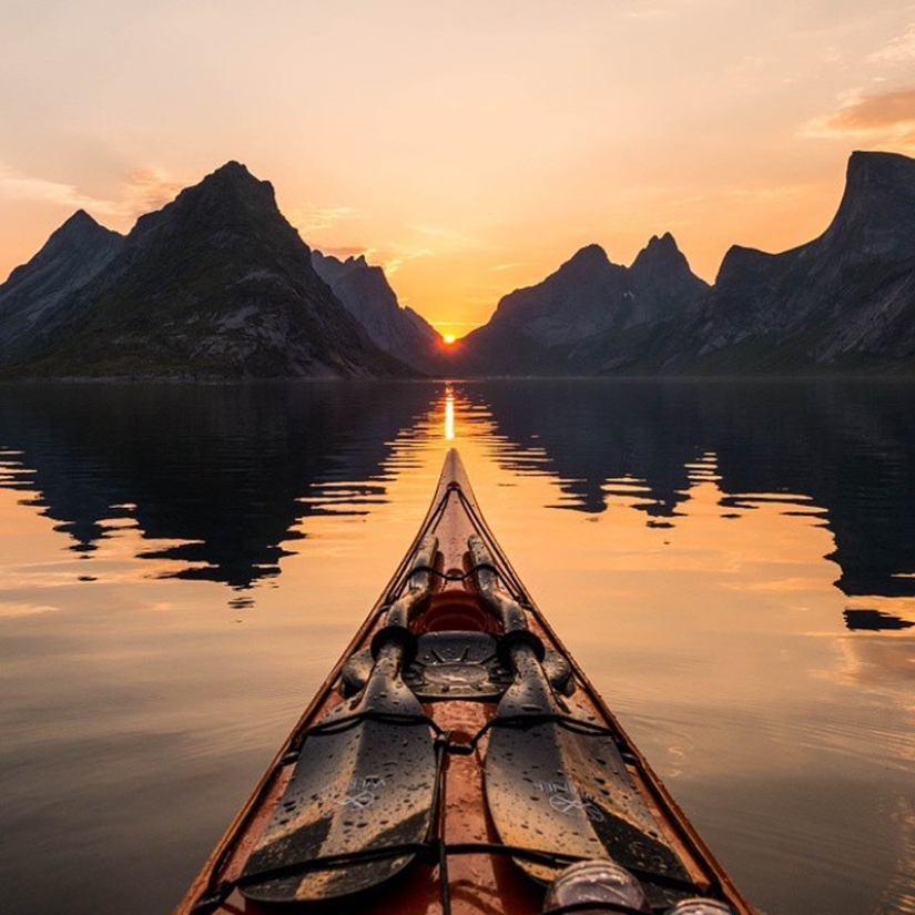 Kayakista toma impresionantes fotos de los fiordos noruegos