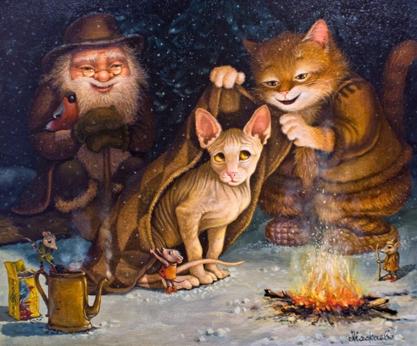 Kind cat tales by the artist Alexander Maskaev