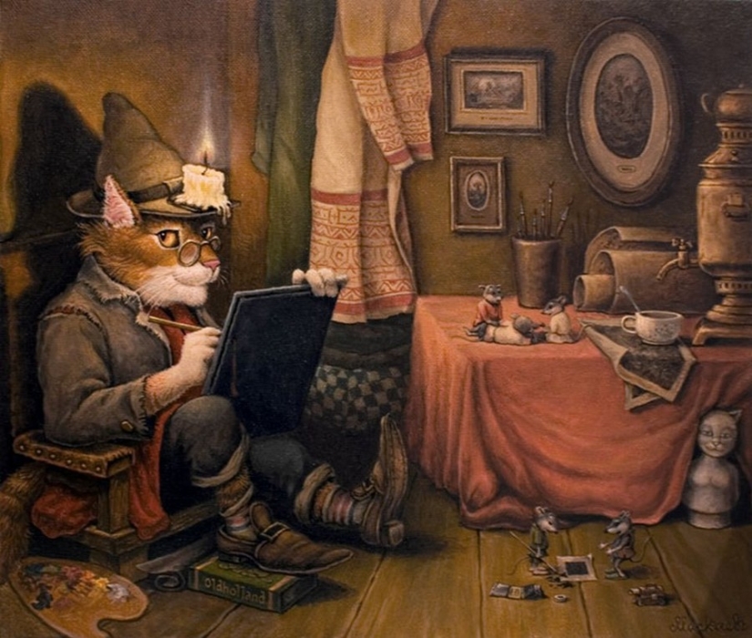 Kind cat tales by the artist Alexander Maskaev