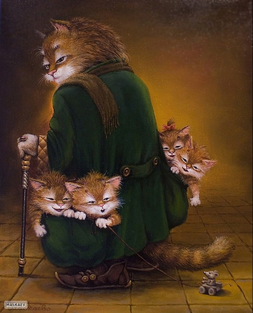 Kind cat tales by the artist Alexander Maskaev