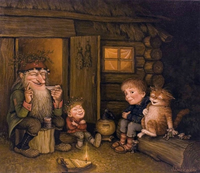 Kind cat tales by the artist Alexander Maskaev