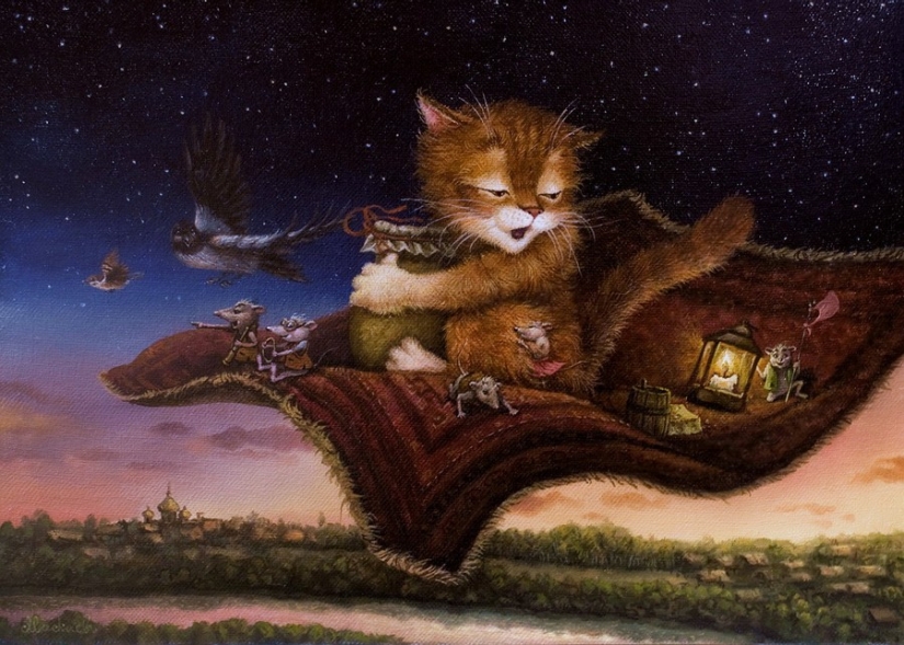 Kind cat tales by the artist Alexander Maskaev