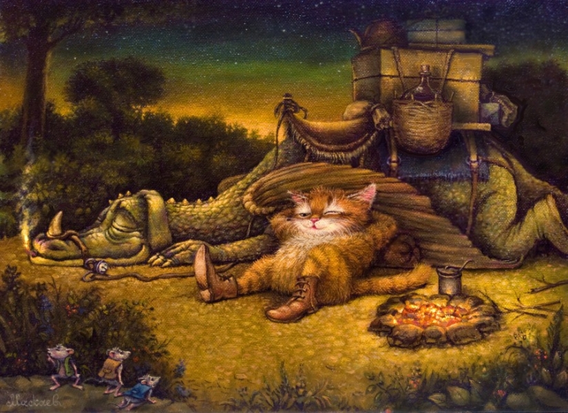 Kind cat tales by the artist Alexander Maskaev