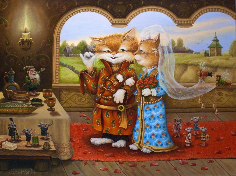 Kind cat tales by the artist Alexander Maskaev