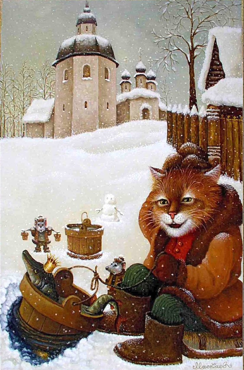 Kind cat tales by the artist Alexander Maskaev