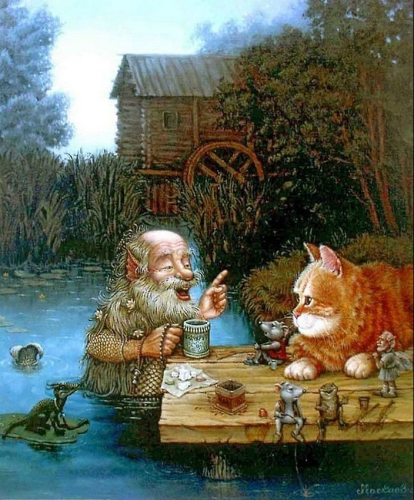 Kind cat tales by the artist Alexander Maskaev