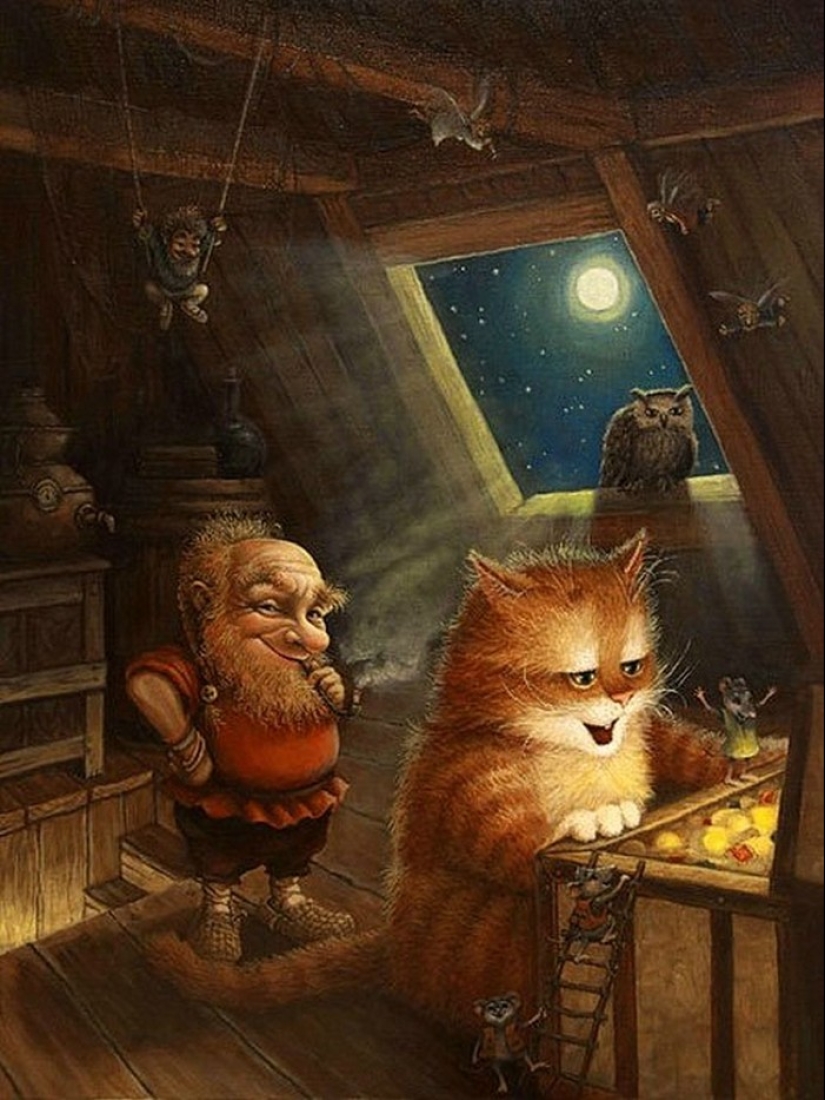 Kind cat tales by the artist Alexander Maskaev