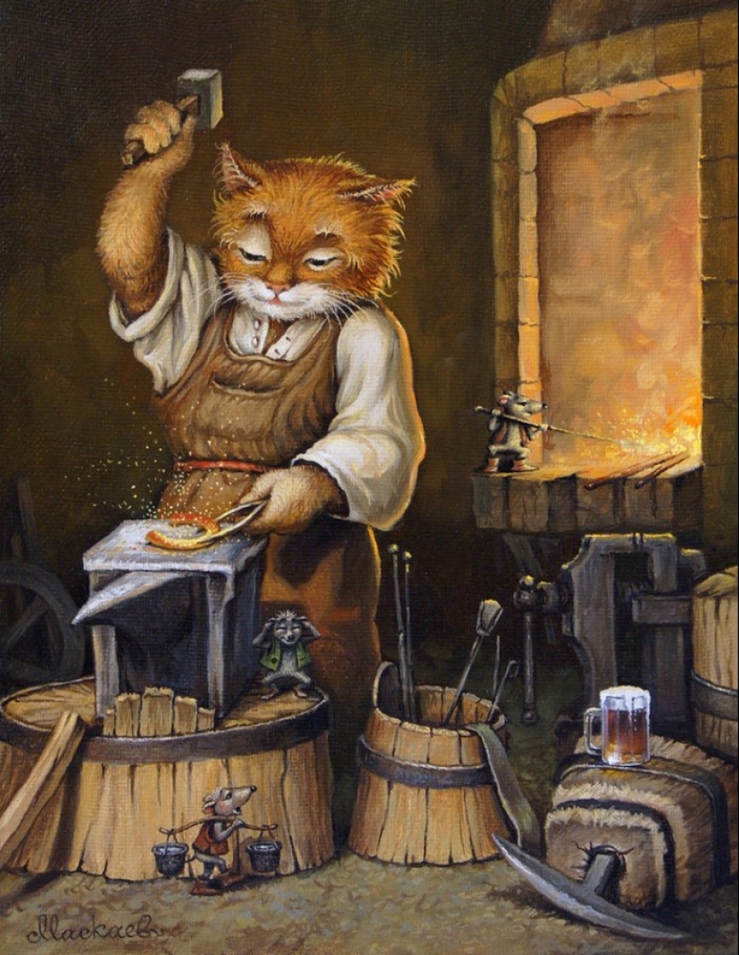 Kind cat tales by the artist Alexander Maskaev