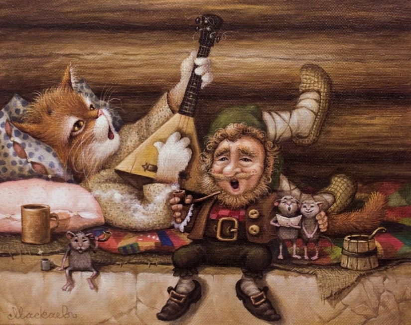 Kind cat tales by the artist Alexander Maskaev