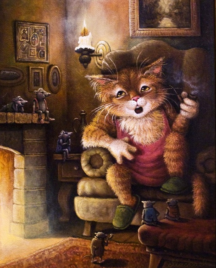 Kind cat tales by the artist Alexander Maskaev