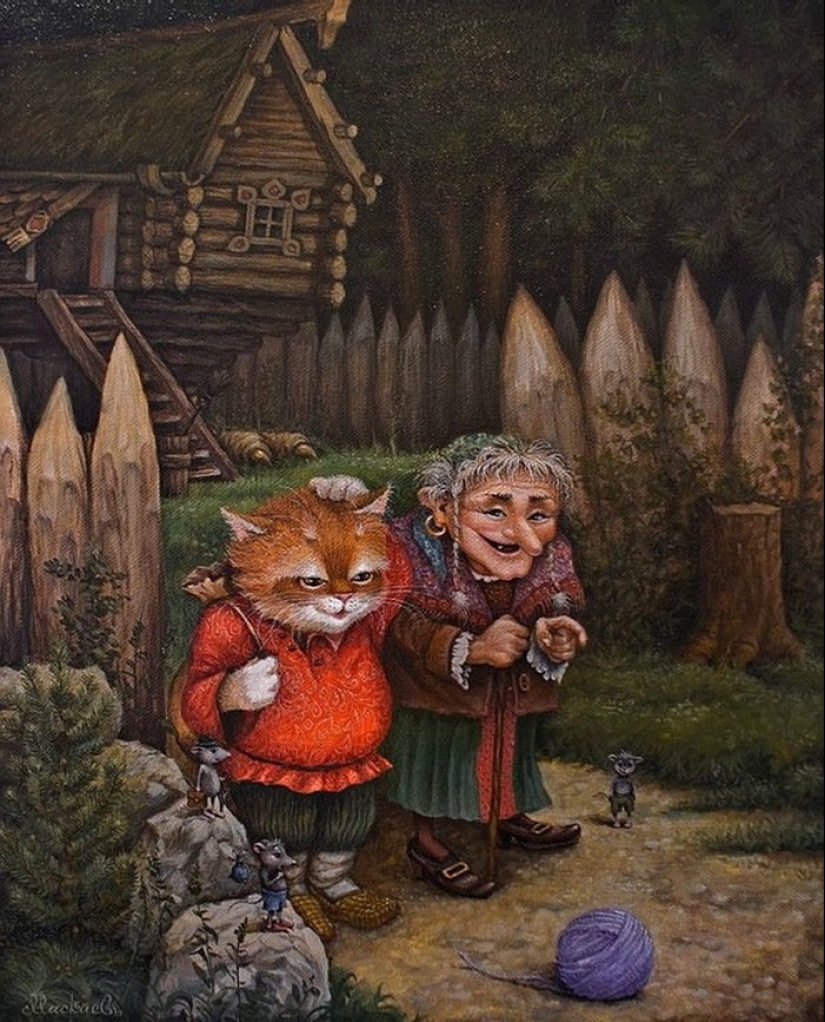 Kind cat tales by the artist Alexander Maskaev