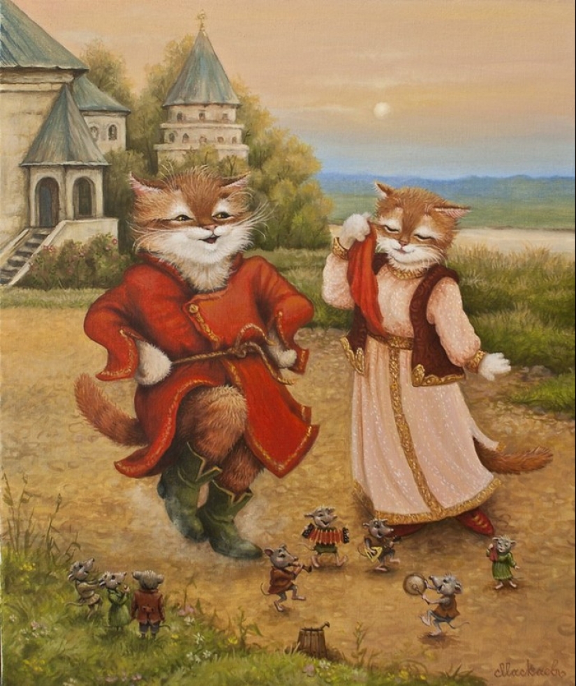 Kind cat tales by the artist Alexander Maskaev