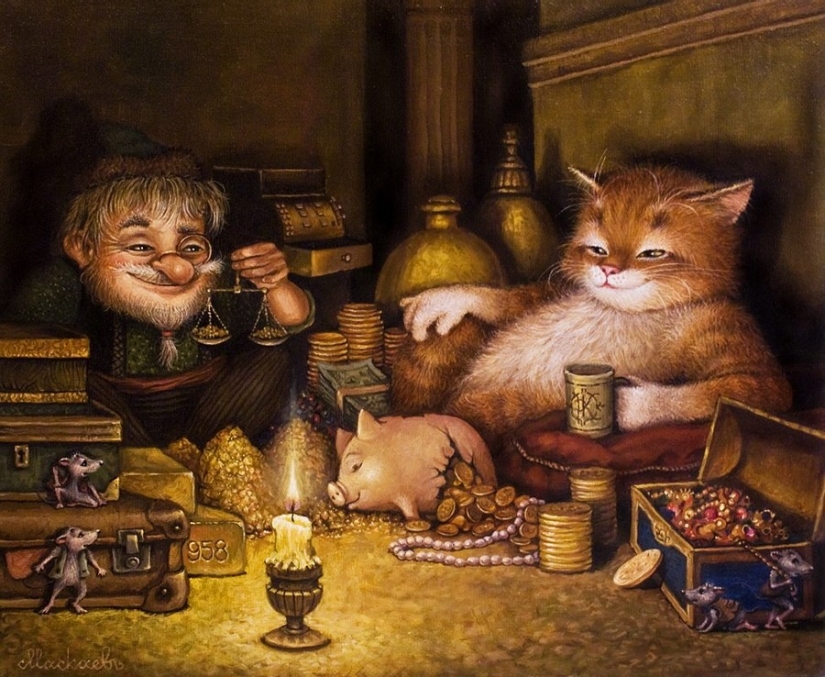 Kind cat tales by the artist Alexander Maskaev