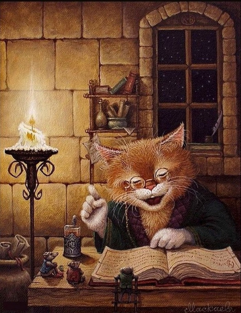 Kind cat tales by the artist Alexander Maskaev