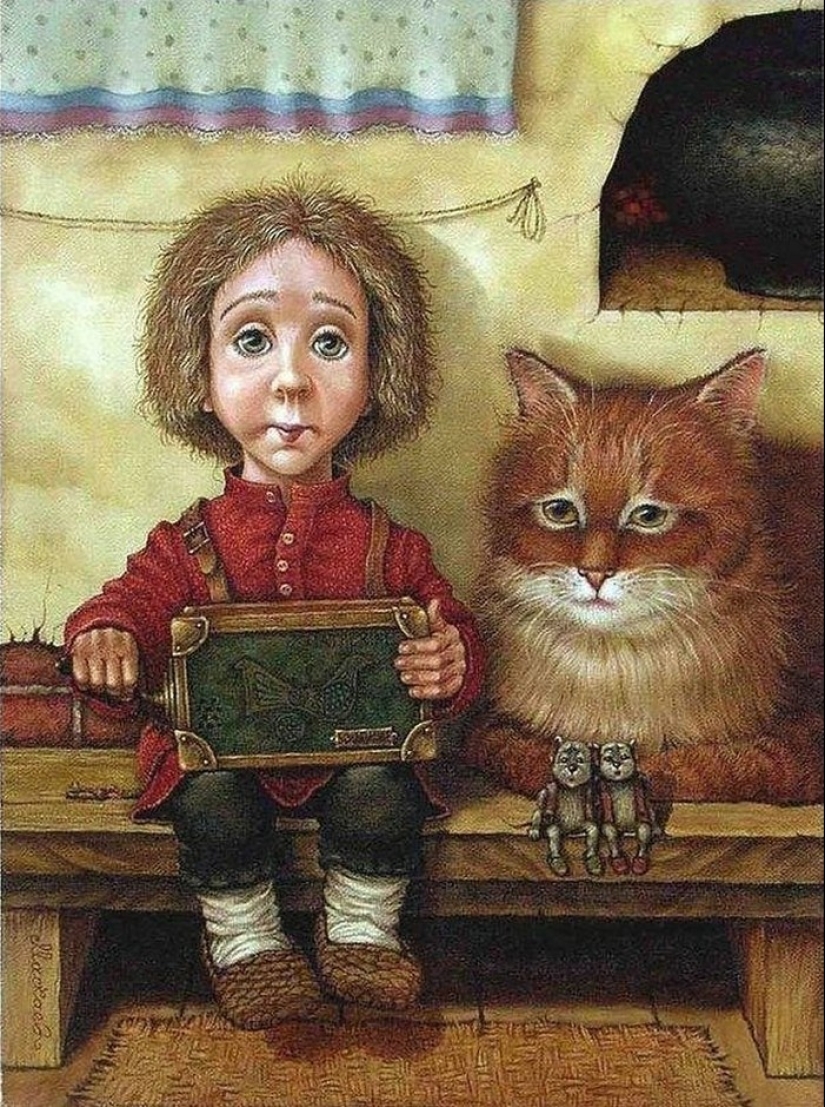 Kind cat tales by the artist Alexander Maskaev