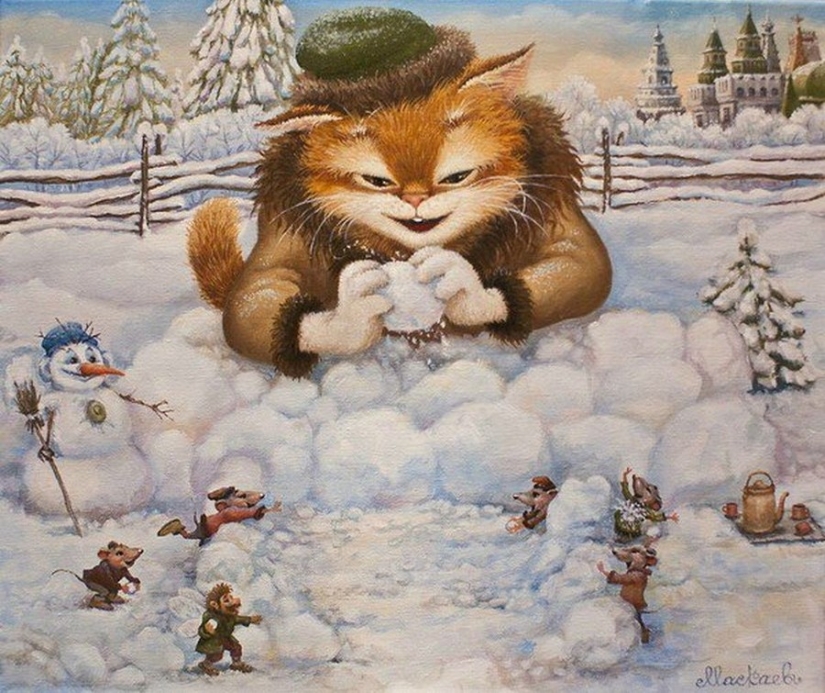 Kind cat tales by the artist Alexander Maskaev