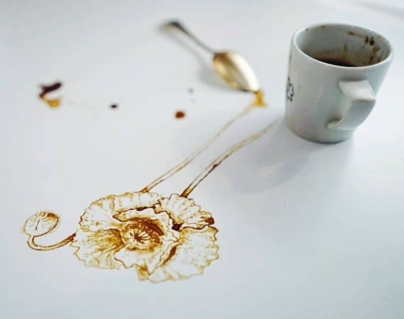 La artista italiana Giulia Bernardelli convirtió el café derramado en arte