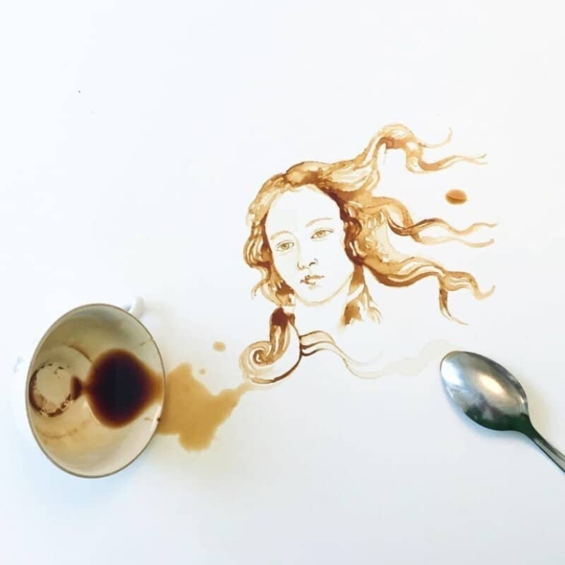 La artista italiana Giulia Bernardelli convirtió el café derramado en arte