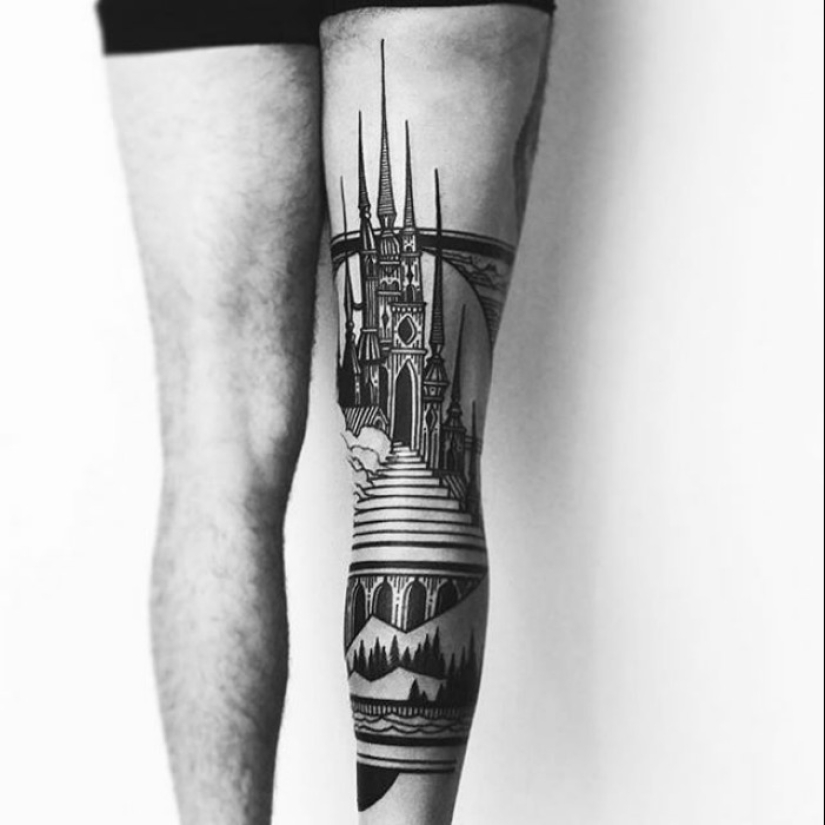 La ciudad sobre la suela: increíbles tatuajes arquitectónicos