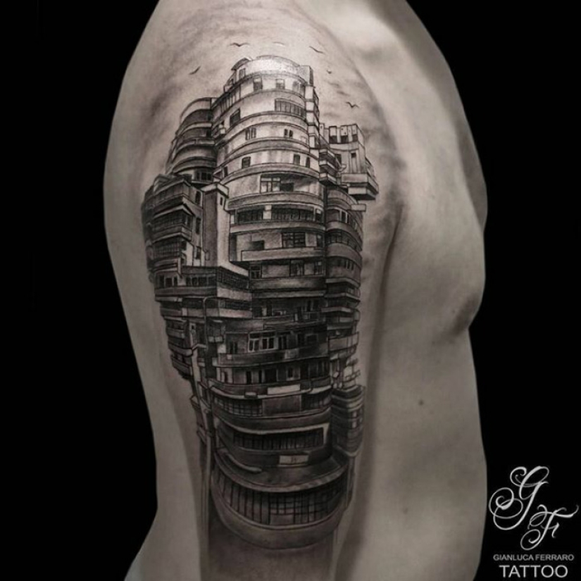 La ciudad sobre la suela: increíbles tatuajes arquitectónicos