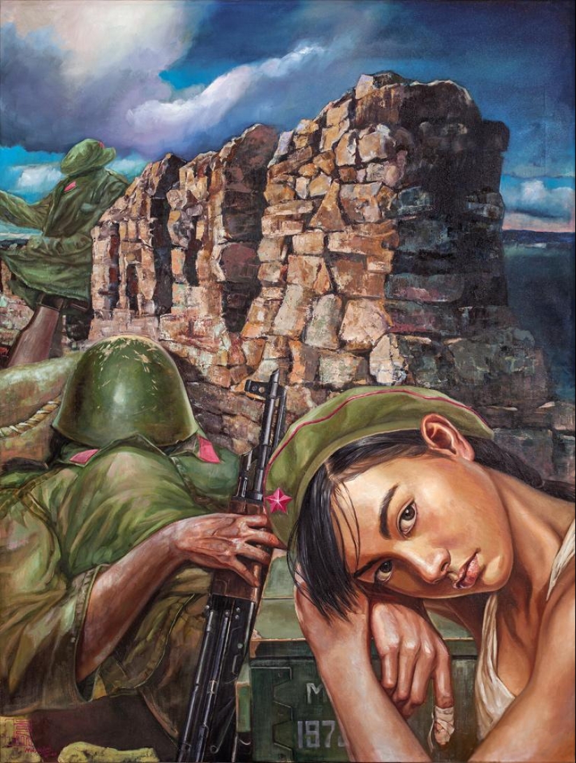 Las niñas en el ejército: la pintura de Hu Ming