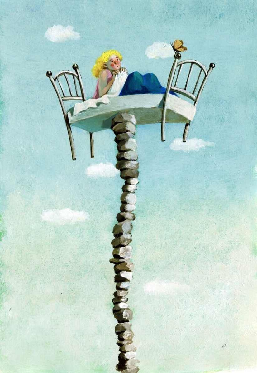 Los defectos y problemas de la sociedad en un surrealista ilustraciones por Christina Bernazzani