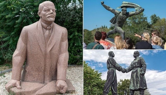 Los monumentos de la era socialista desde el Parque-Museo "memento" en Hungría