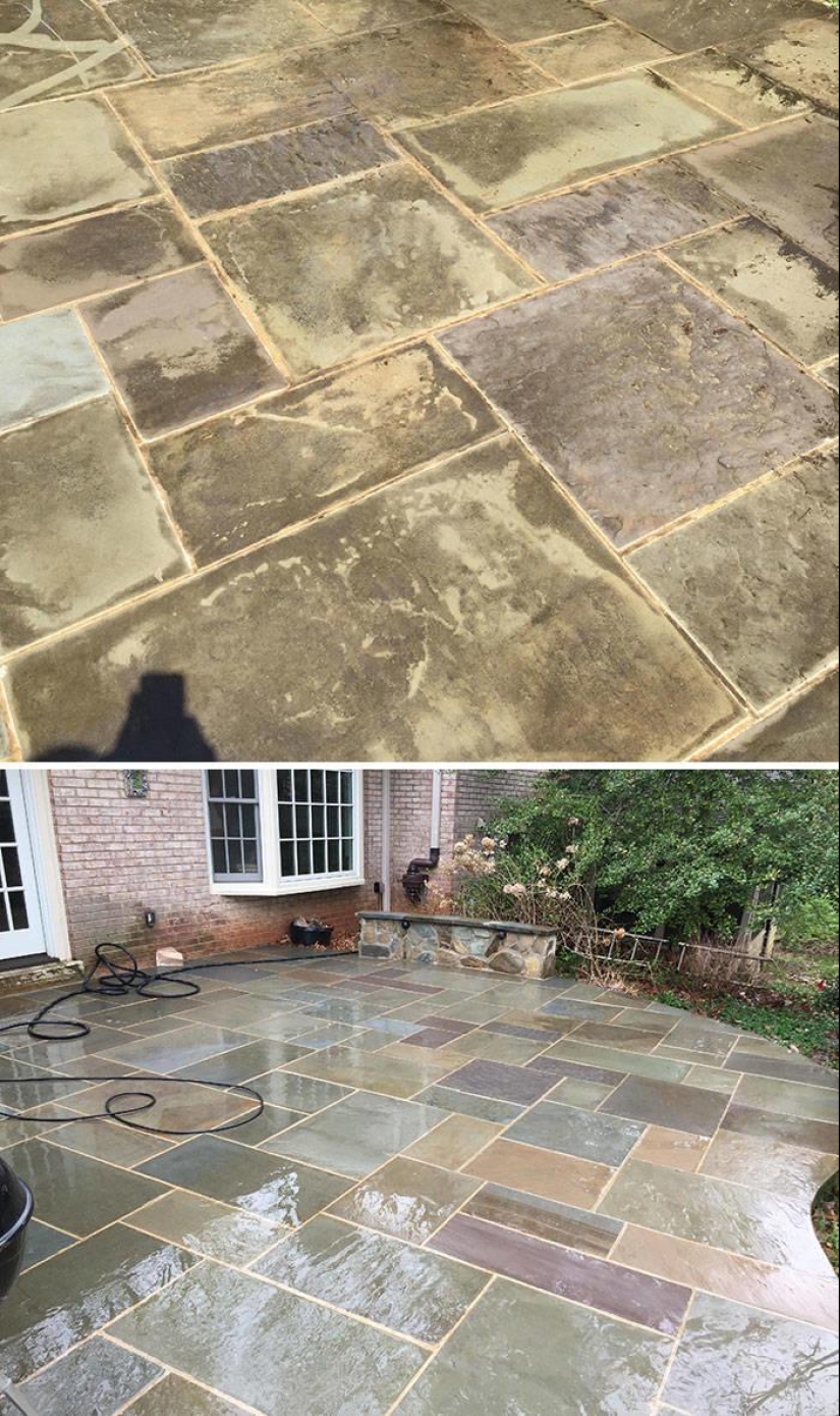 Magic of purity: 30 things before and after the pressure washer