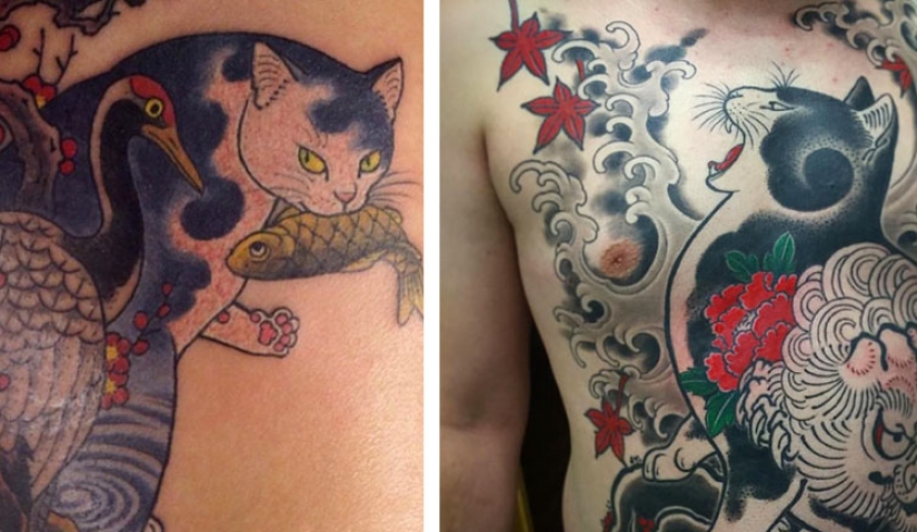 Magníficos tatuajes en forma de gatos tatuados de un artista japonés