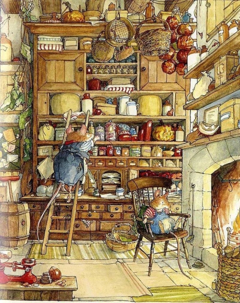 Master cozy illustration of Jill Barklem and her cute mouse tale