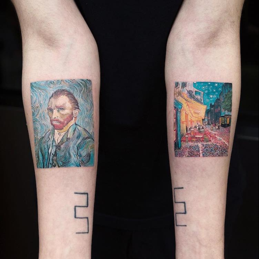 Masterpieces of world art on tattoos of Eva Karabudak
