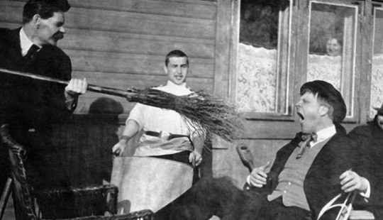 Maxim Gorky with a broom and other writers, as you have not seen them