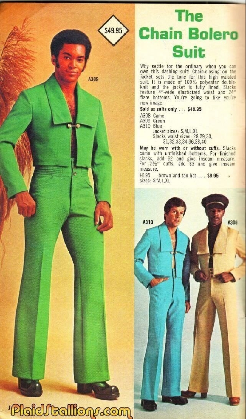 Moda masculina despiadada de los años 70