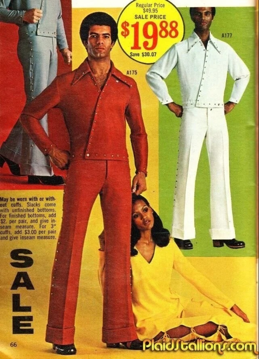 Moda masculina despiadada de los años 70