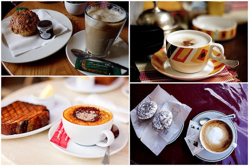 Morning coffee in different countries of the world