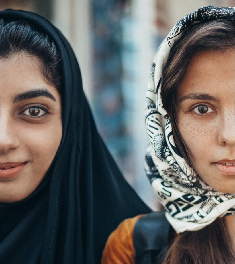 Mujer rusa que muestra la belleza de las niñas de todo el mundo, haciendo de ellos un conjunto de fotos