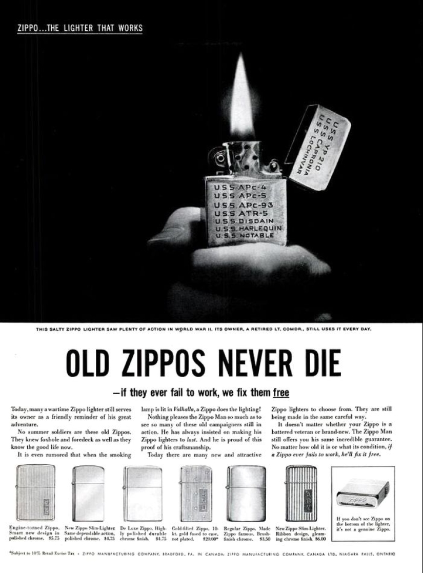 Nunca se negará. Historia de Zippo