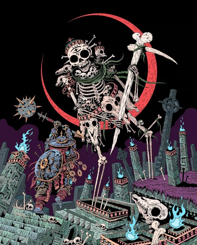 Occult knights, shamans and mysticism in the paintings of the artist Doodleskelly