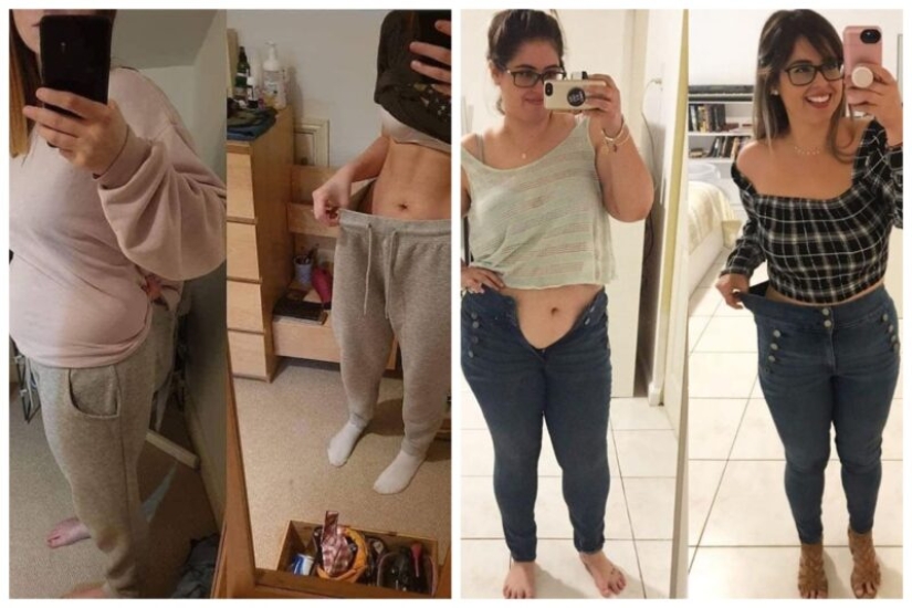 Old clothes for new body: 20 photos of girls before and after weight loss