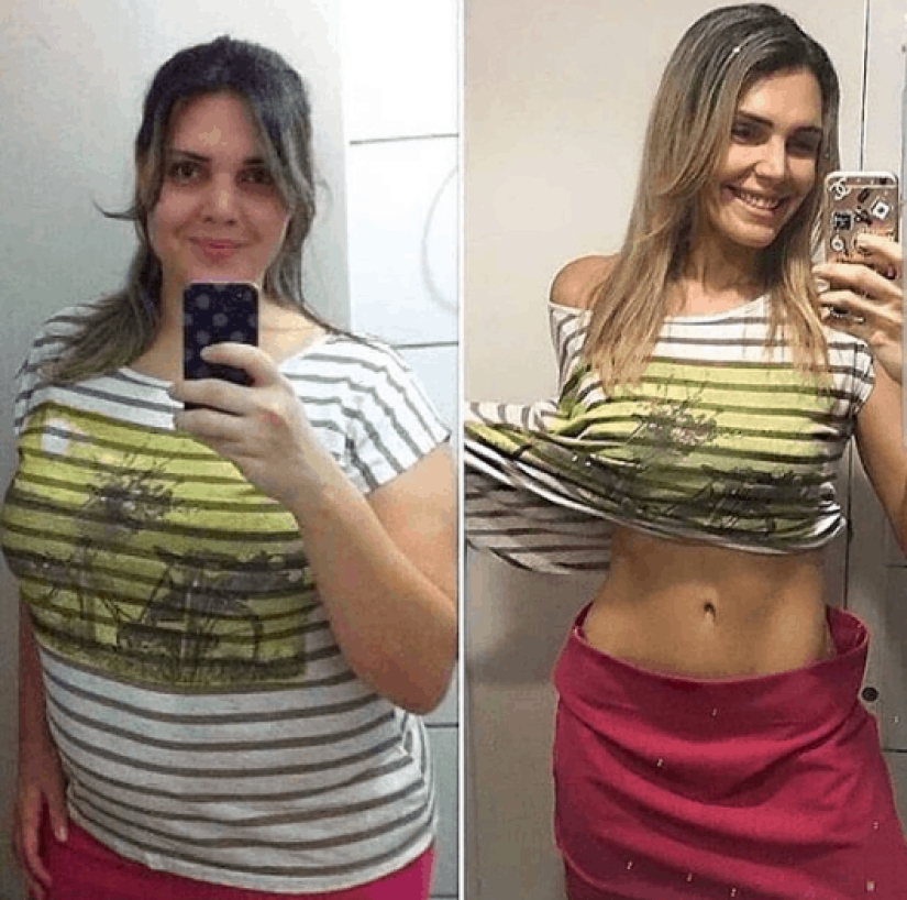 Old clothes for new body: 20 photos of girls before and after weight loss