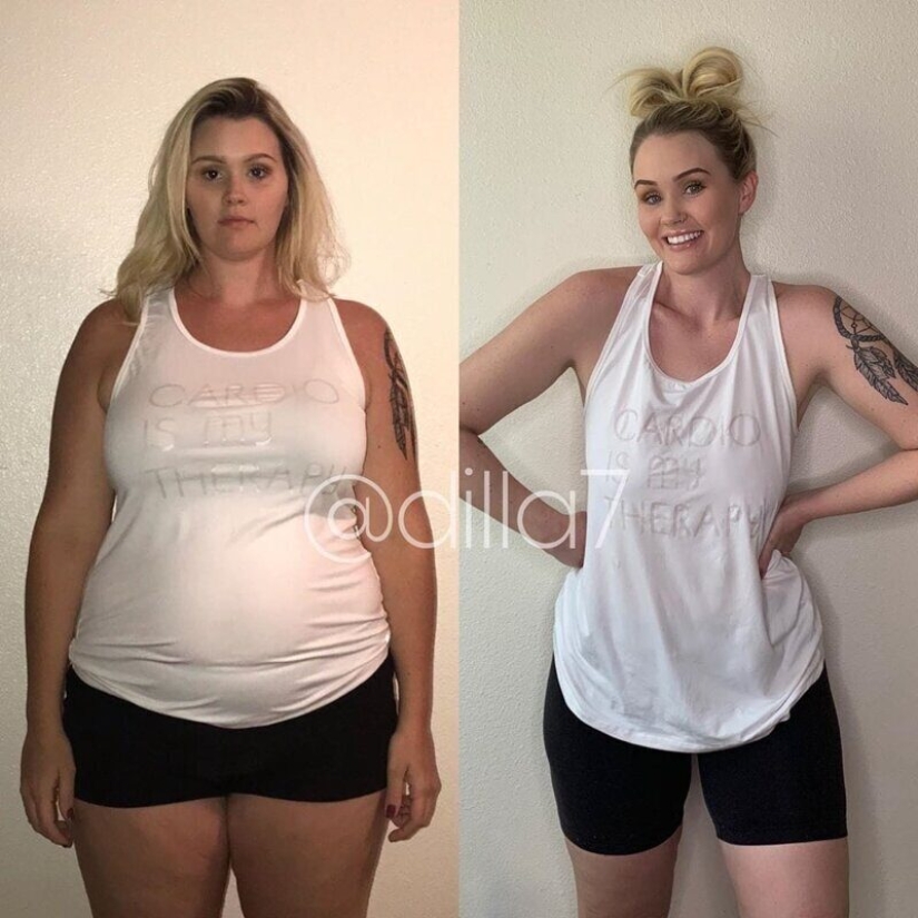 Old clothes for new body: 20 photos of girls before and after weight loss