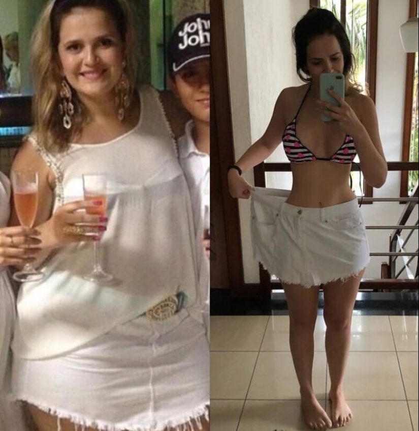 Old clothes for new body: 20 photos of girls before and after weight loss