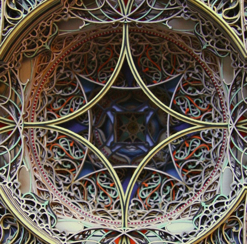 Openwork stained glass windows made of... cardboard