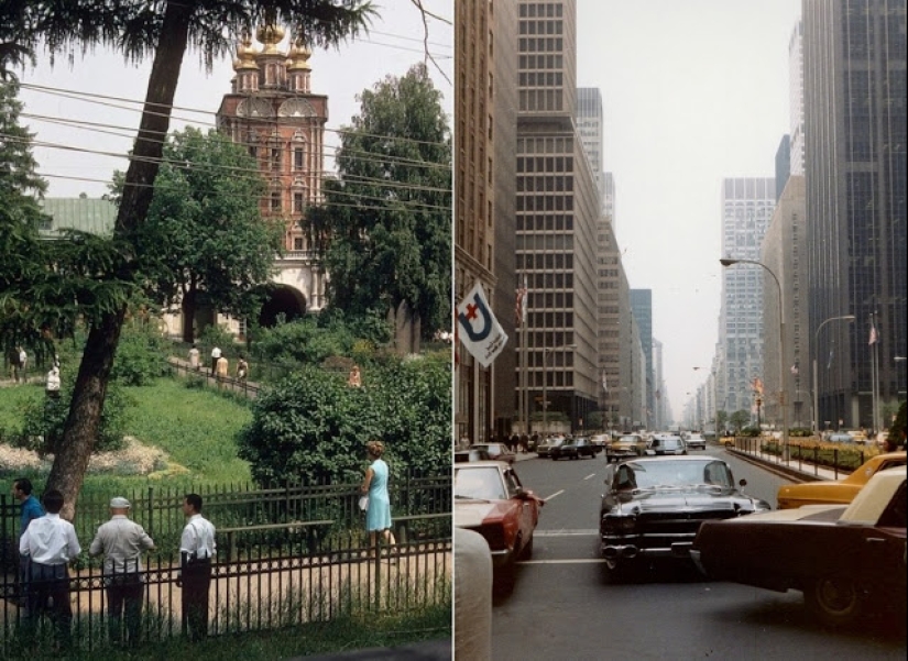 Oriente y Occidente: Fotografías en color de Moscú y Nueva York en 1969