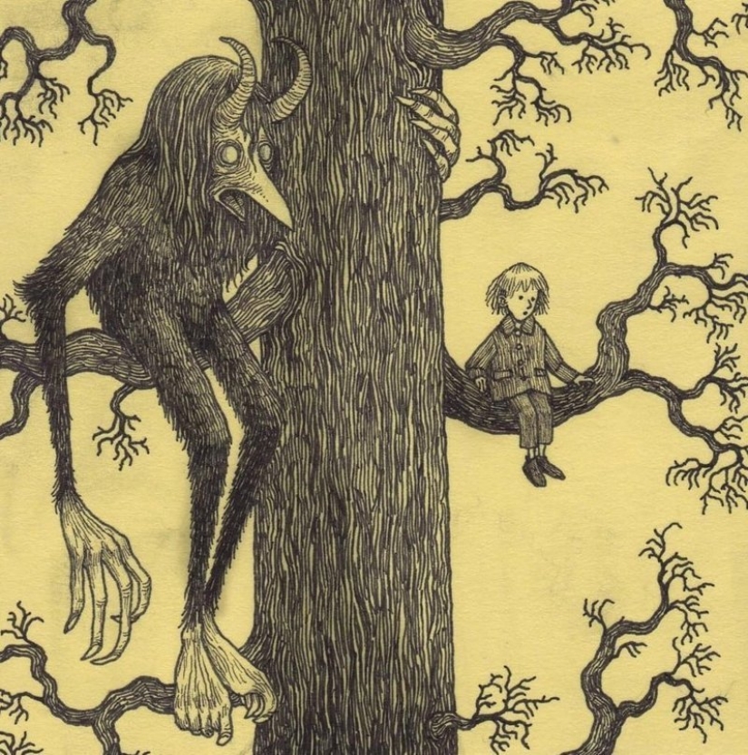 Pesadillas infantiles en los dibujos del maestro del terror John Mortensen