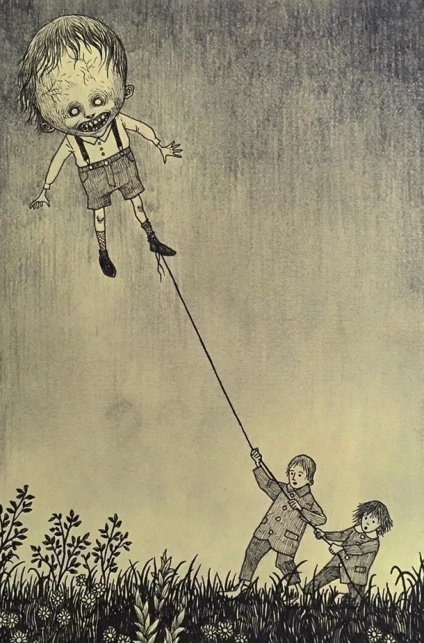 Pesadillas infantiles en los dibujos del maestro del terror John Mortensen