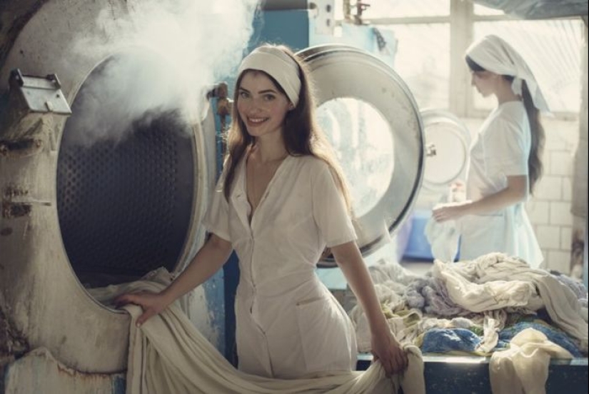 Photo shoot of naughty laundresses by a Ukrainian artist