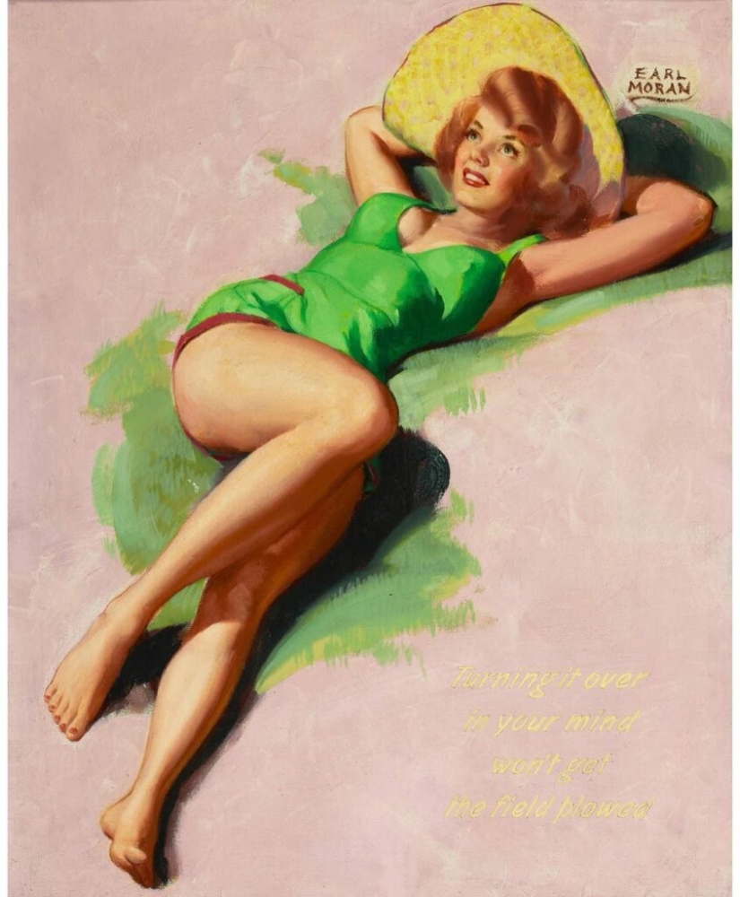 Pin-up de Earl Moran, el artista para el que trabajó como modelo Marilyn Monroe