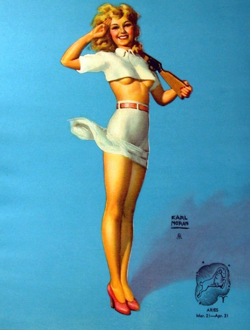 Pin-up de Earl Moran, el artista para el que trabajó como modelo Marilyn Monroe