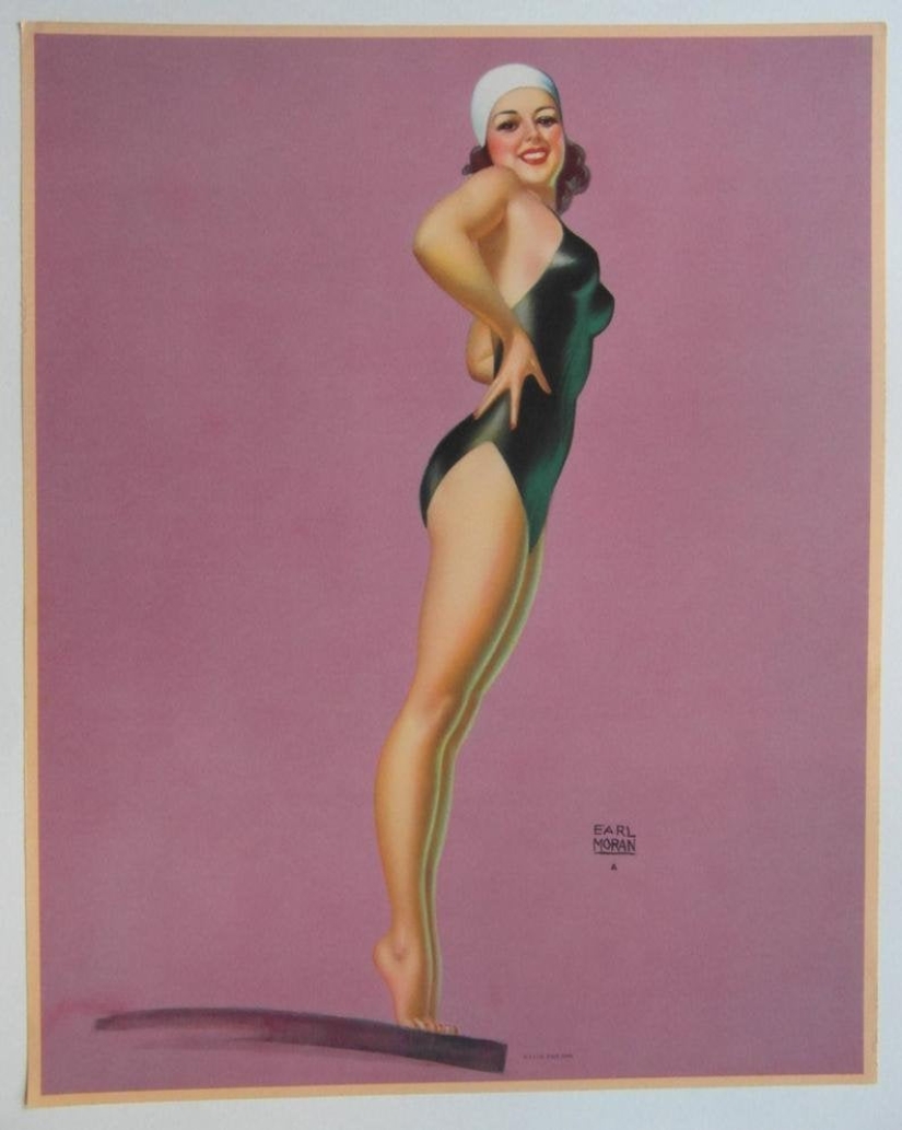 Pin-up de Earl Moran, el artista para el que trabajó como modelo Marilyn Monroe